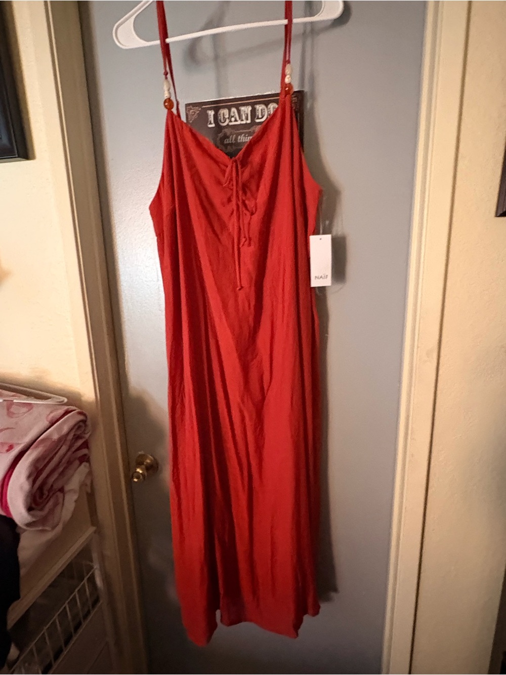 NAIF orange Maxi Slip Dress with Adjustable Spaghetti Straps